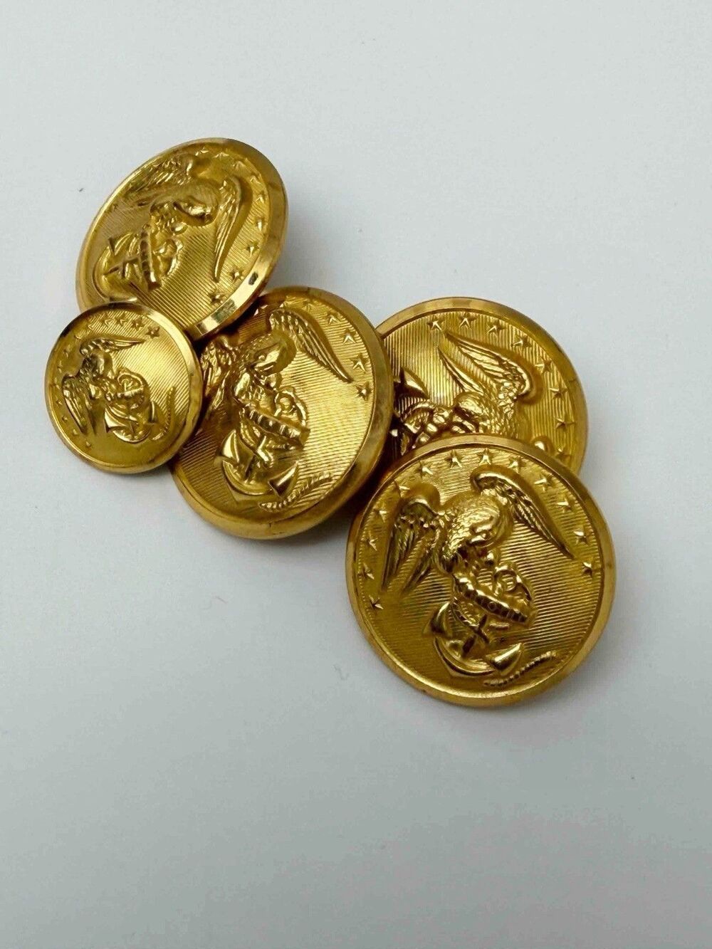 Vintage USMC Marine Corps Uniform Buttons Lot -Waterbury Button Co Gold Gilt